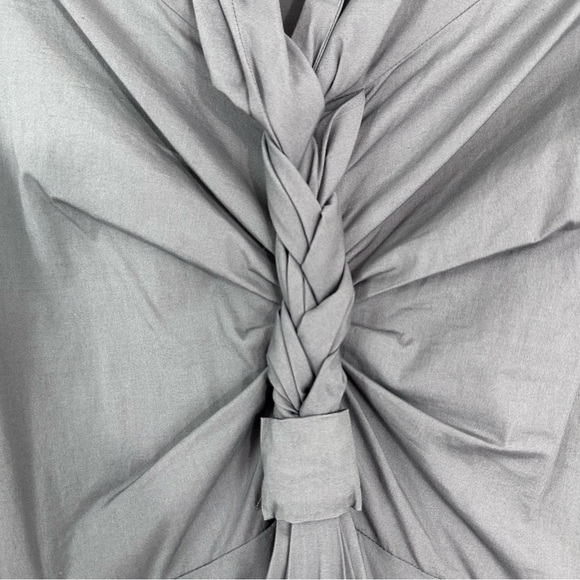 Celine Grey Cotton Blend Braided Detail Short Dress Size 34 EU 2 US - Picture 8 of 11